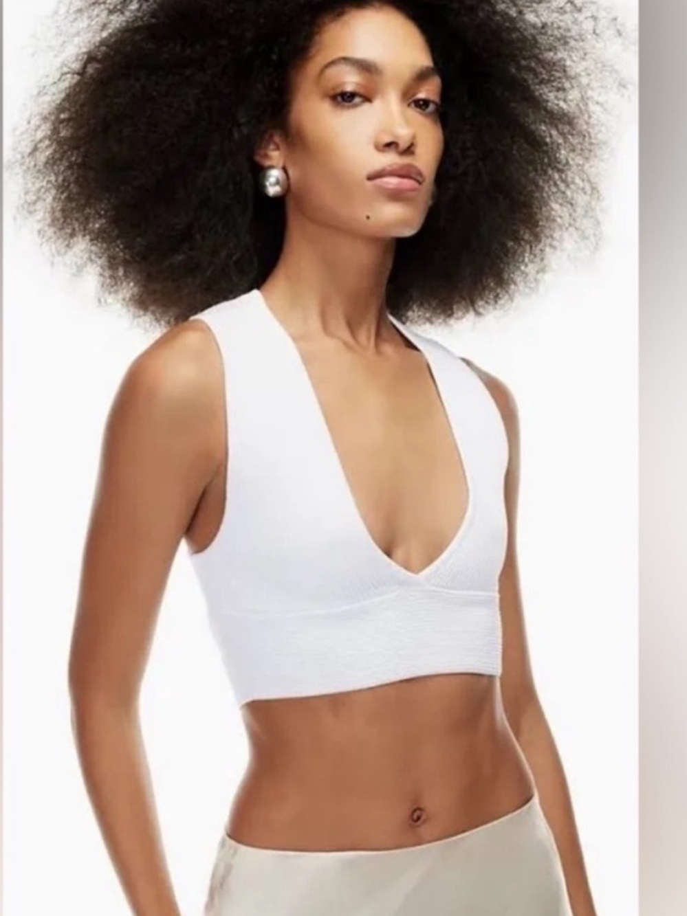 Babaton Textured Knit Crop Top in Cream